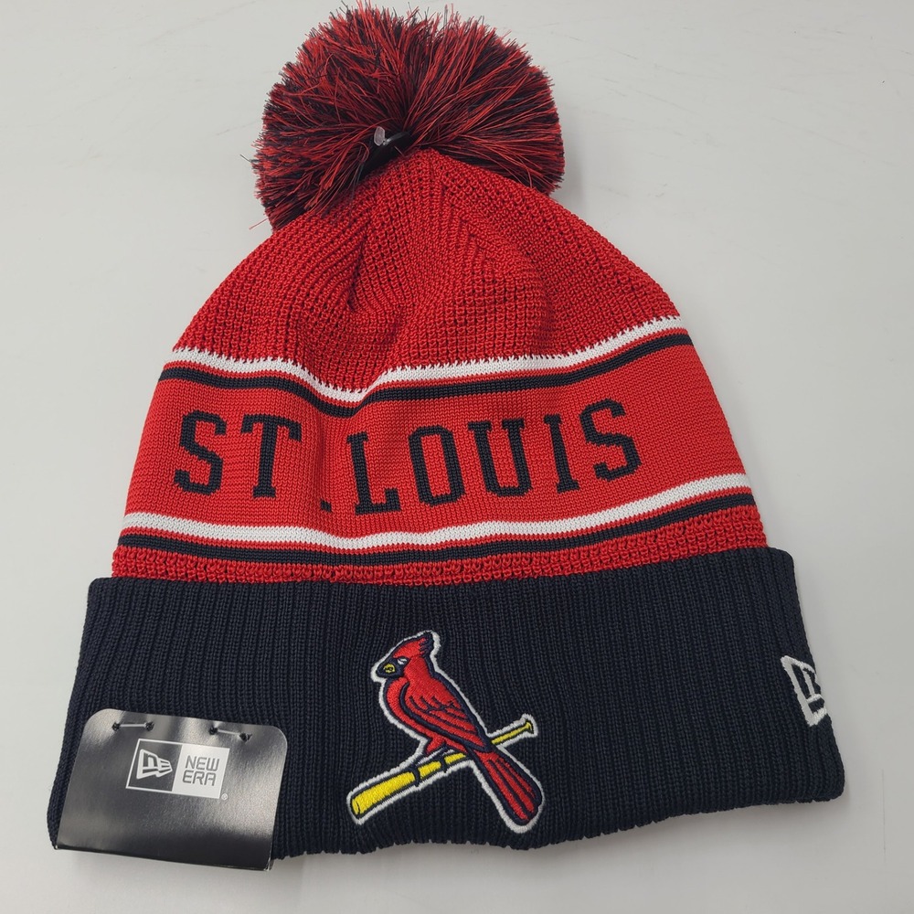 St Louis Cardinals Hat Beanie New Era Red Blue MLB Pom Winter Knit Stocking Cap